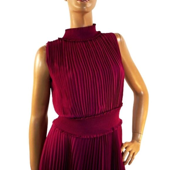 nanette Nanette Lepore High Neck Accordion Pleated Dress Sz 6 Bali Orchard NWT - Picture 3 of 13